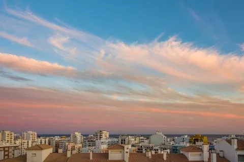 Town At Twilight Stock Photos