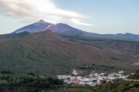 Town under the Teide mountain Stock Photos