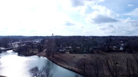 Town View Fly Out Video stock 228700029