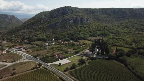 Town with a View: Hillside Serenity Stock Footage 304519164