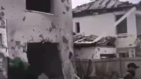 The town was fired upon by Russian artillery Video stock 172627225