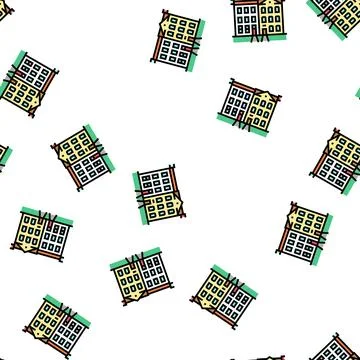Townhome house vector seamless pattern Stock Illustration