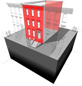 Townhouse with additional wall insulation Stock Illustration