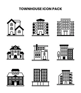 Townhouse DuoTone Bundle Icons Pack Stock Illustration