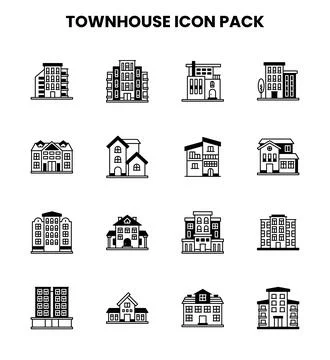Townhouse DuoTone Vector Icons Pack Stock Illustration