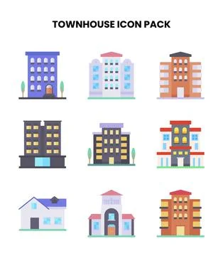 Townhouse Flat Scalable Icons Pack Ilustración de archivo