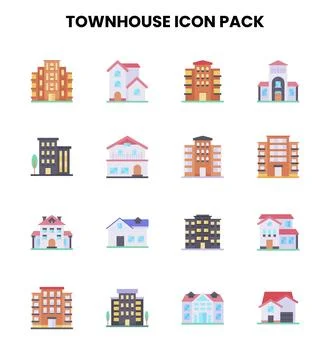 Townhouse Flat UI Icons Pack Stockillustratie
