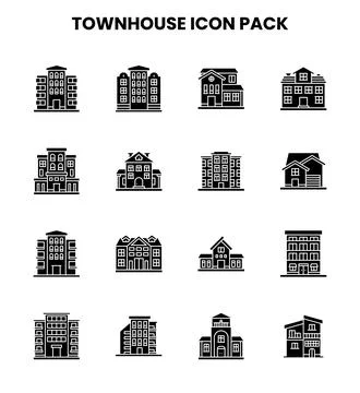 Townhouse Glyph Bundle Icons Pack Ilustración de archivo
