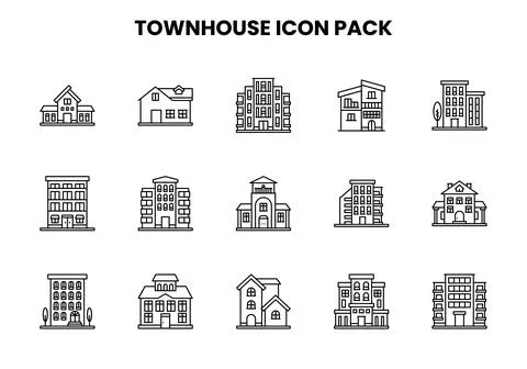 Townhouse Line Vector Icons Pack Ilustración de archivo