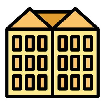 Townhouse with multiple windows and gable roof depicting urban living Ilustración de archivo