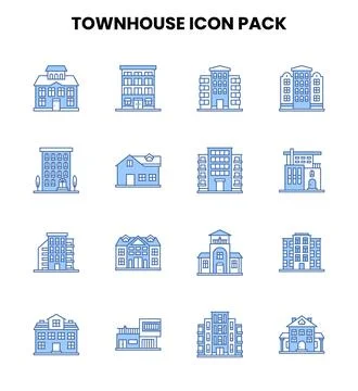Townhouse Two Colour Vector Icons Pack Ilustración de archivo
