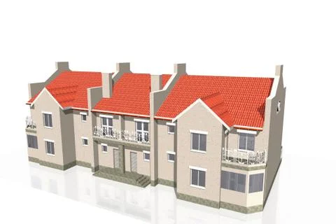 Townhouse on a white background Stock Illustration