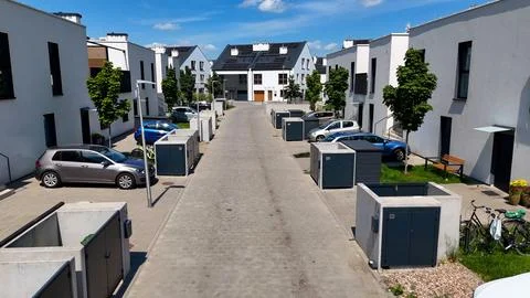 Townhouses, new residential complex, developer, aerial photography, Wroclaw,  Stock Photos