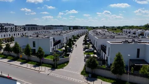 Townhouses, new residential complex, developer, aerial photography, Wroclaw,  Stock Photos