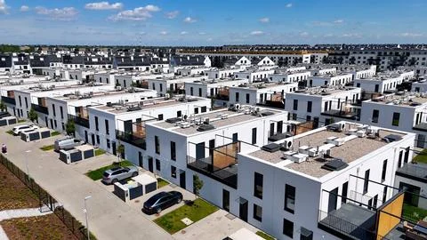 Townhouses, new residential complex, developer, aerial photography, Wroclaw,  Stock Photos