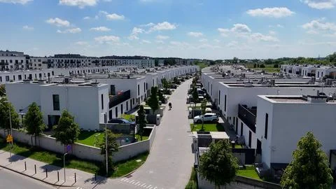 Townhouses, new residential complex, developer, aerial photography, Wroclaw,  Stock Photos