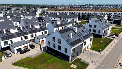 Townhouses, new residential complex, developer, aerial photography, Wroclaw,  Stock Photos