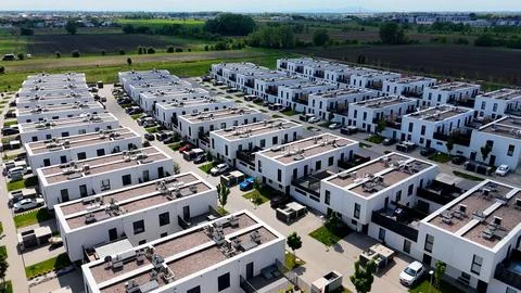Townhouses, new residential complex, developer, aerial photography, Wroclaw,  Stock Photos