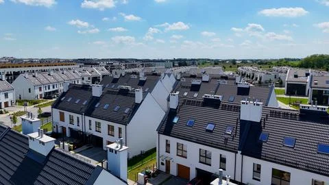 Townhouses, new residential complex, developer, aerial photography, Wroclaw,  Stock Photos