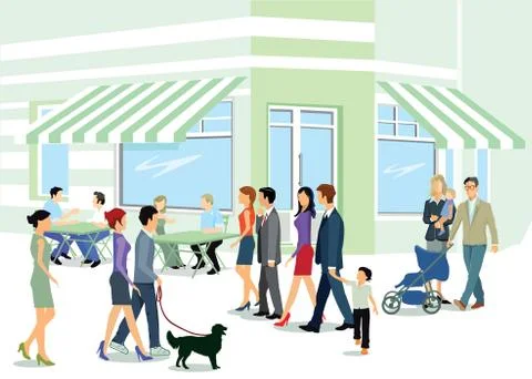 Townspeople when walking Stock Illustration