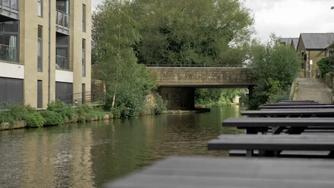 Towpath and bridge in the background Video stock 117427542