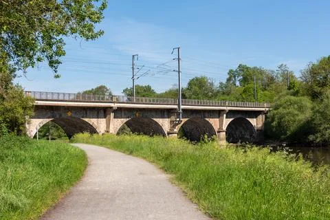 Towpath of the Vilaine river Stock Photos
