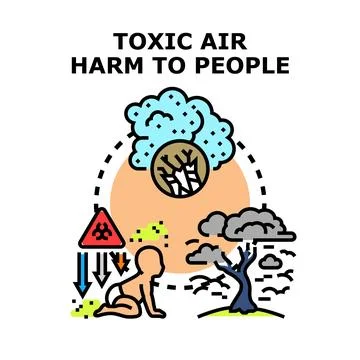 Toxic air pollution harming human health and environment Stock Illustration
