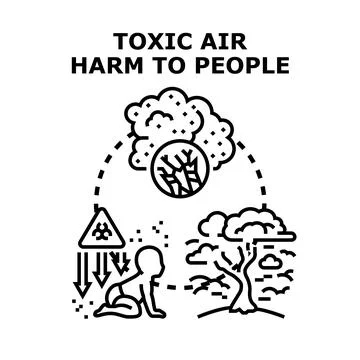 Toxic air pollution harming human health and environment Stock Illustration