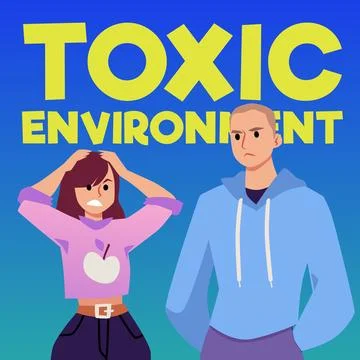 Toxic bad environment at work or in public banner flat vector illustration. Stock Illustration