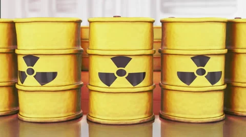 Toxic Barrels // 3D Visualization Stock Footage 43058556