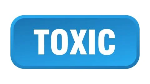 Toxic button. toxic square 3d push button Stock Illustration