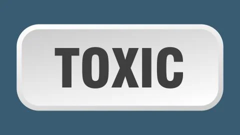 Toxic button. toxic square 3d push button Illustrazione stock