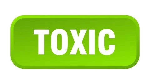 Toxic button. toxic square 3d push button Stock Illustration