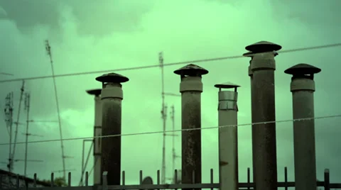 Toxic chimney in a city Stock-Footage 33663176