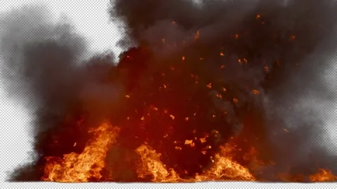 Toxic Fire 2 Speeds - Transparent Background Alpha Channel HD 24p Stock Footage 346491924