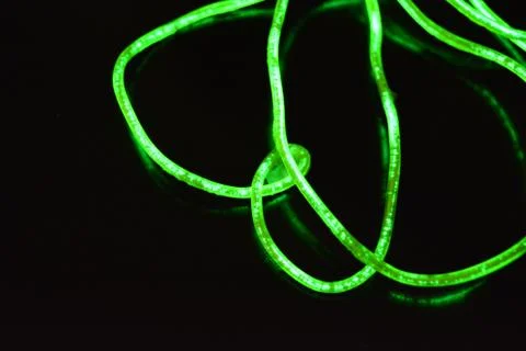 Toxic green lime lighting with specific pattern neon electroluminescent wire. Stock Photos