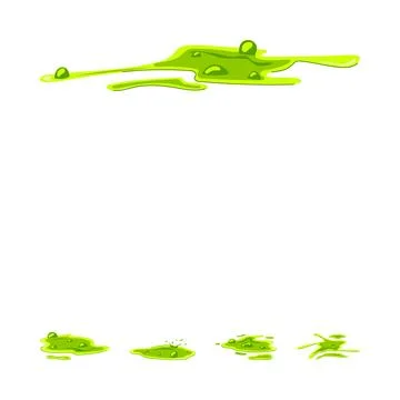 Toxic green puddle liquid slime splashing Stock Illustration