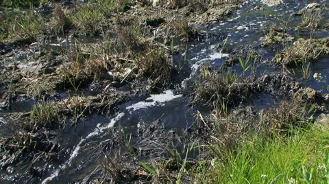 Toxic Liquid Flowing Down On The Ground 库存影片 63242717