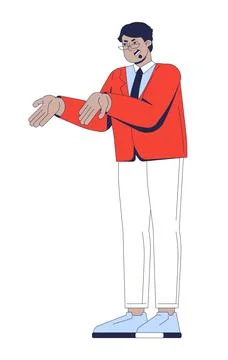 Toxic manager demanding with aggressive gesture 2D cartoon character Stock Illustration