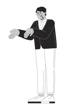 Toxic manager demanding with aggressive gesture 2D line character Stock Illustration