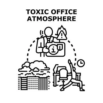 Toxic office atmosphere causing job stress and burnout Stock Illustration