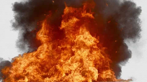 Toxic Oil Fire 2 Speeds - Transparent Background Alpha Channel HD 30p Stock Footage 346492135