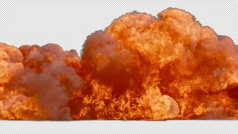 Toxic Oil Fire Explosion With Two Speeds - Transparent Background HD 24p Stock Footage 344304340