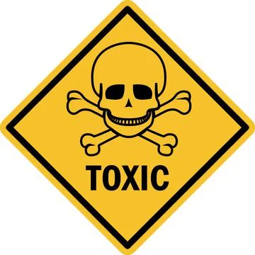 Toxic skeleton warning sign. Ilustración de archivo