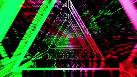Toxic space red green and pink neon triangle gradient VJ seamless loop0001-0 Stock Footage 340320271