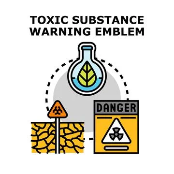 Toxic substance warning emblem concept flat illustration Stock Illustration