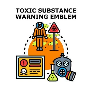 Toxic substance warning emblem for hazardous materials safety Stock Illustration