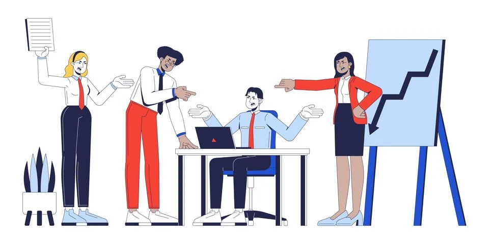 Toxic team dynamics 2D vector illustration 库存插图
