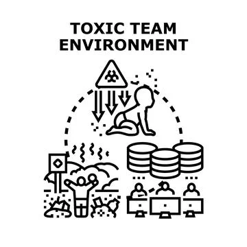 Toxic team environment causing employee burnout and bad management issues Ilustración de archivo