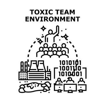Toxic team environment causing workplace and digital pollution Stock Illustration